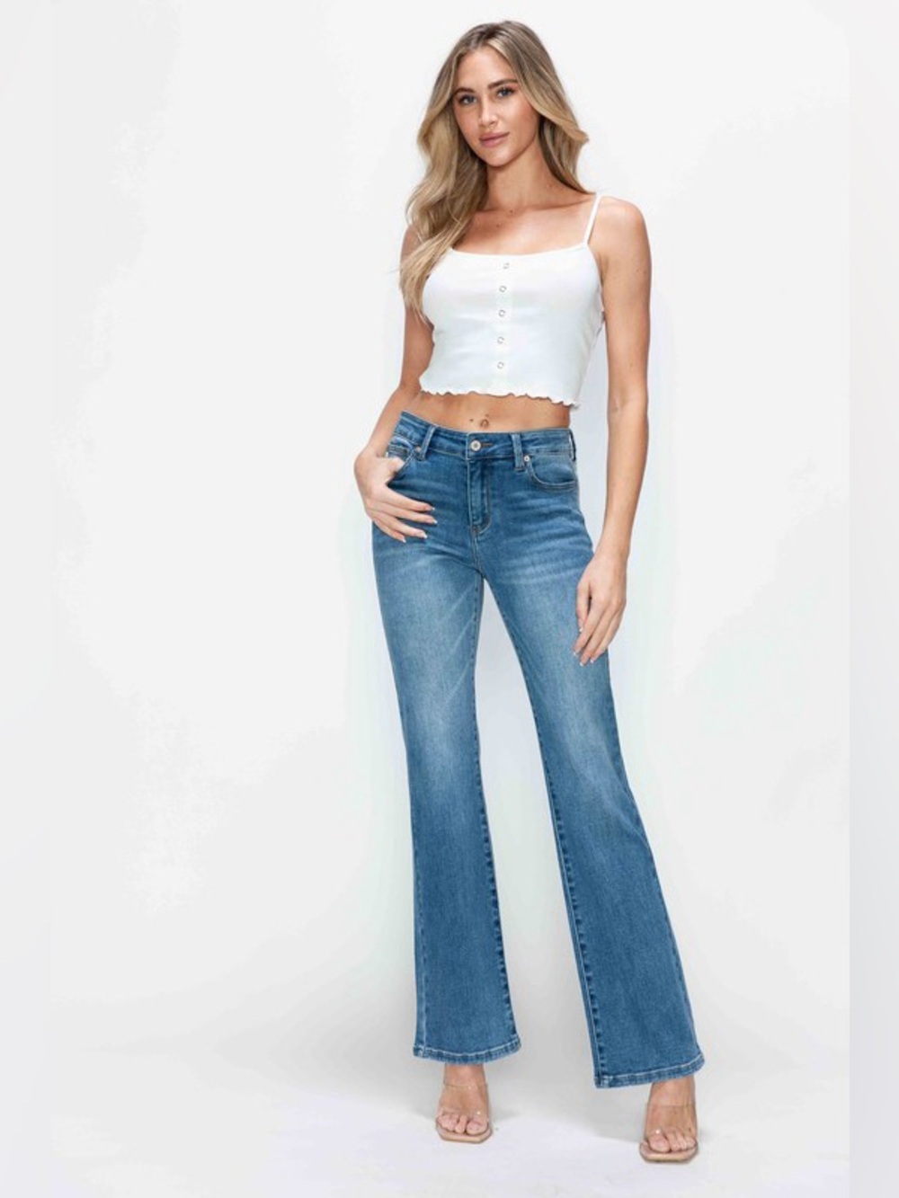 bytos Full Size Cat's Whiskers Mid Rise Bootcut Jeans